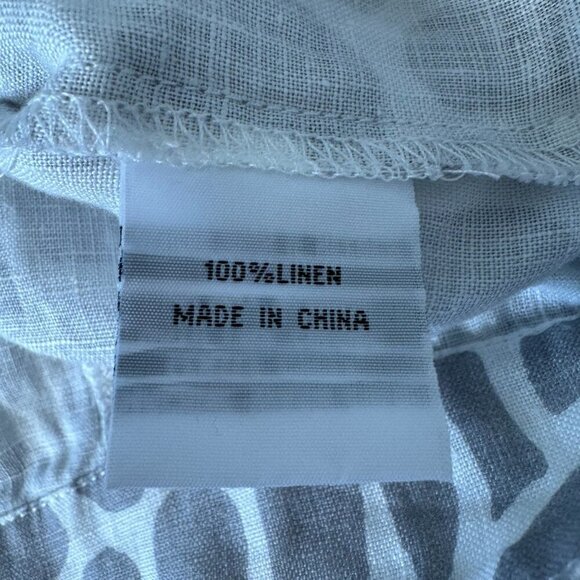 Pure Amici Button-up Jacket XS Gray White Animal Print 100% Linen - Picture 7 of 10